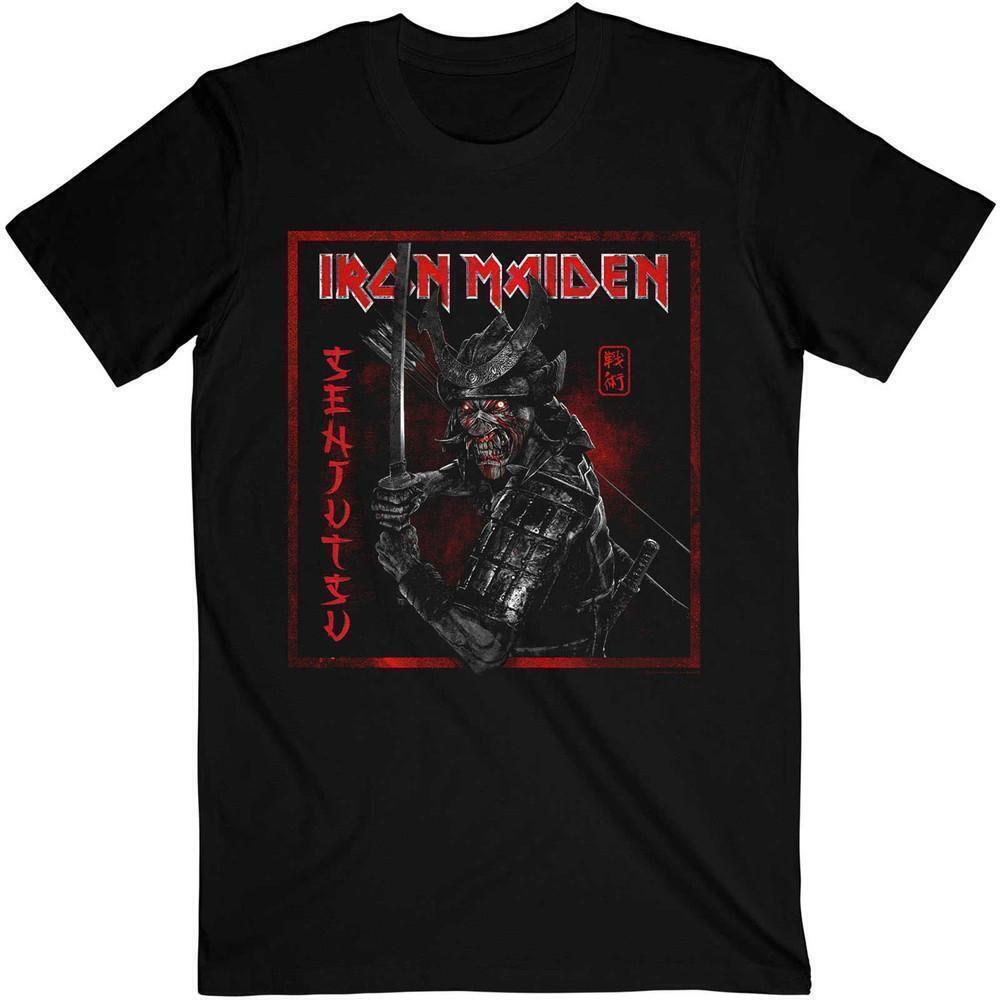 Iron Maiden Unisex T Shirt Senjutsu Cover Distressed Red